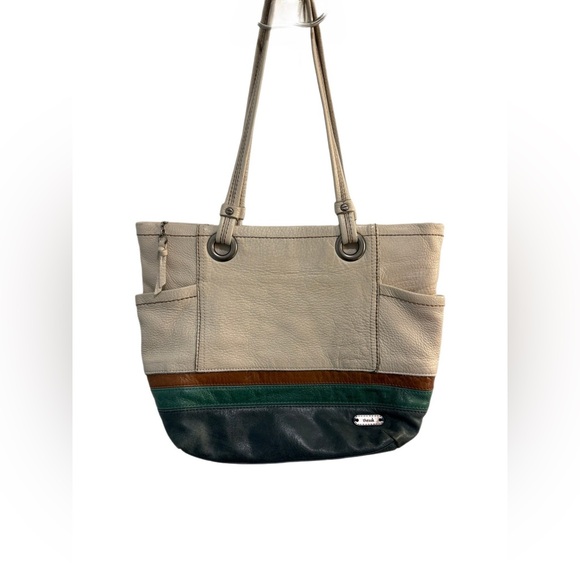 The Sak Landis Multi-Color Leather Tote in Cream, Brown, Green - Picture 1 of 10
